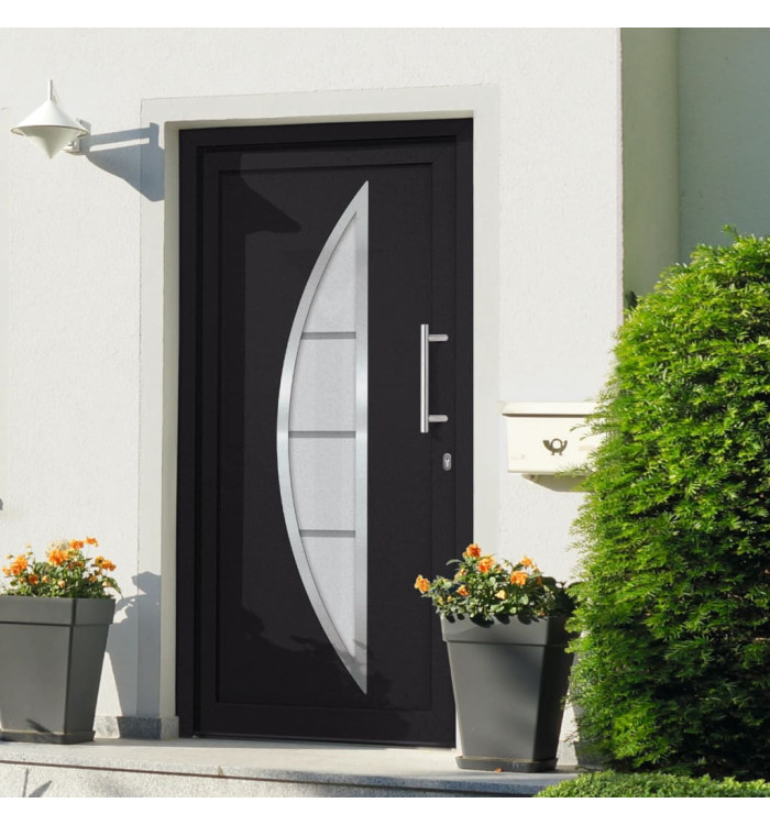 Porte d'entrée Anthracite 98x208 cm | Mobilier & Déco