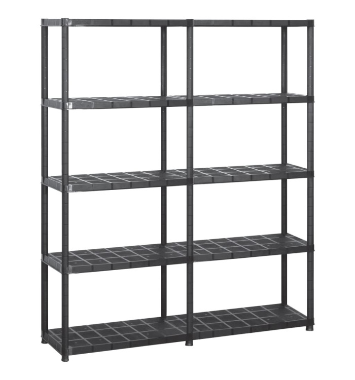 Étagère de rangement à 5 niveaux Noir 142x38x170 cm Plastique | Mobilier & Déco