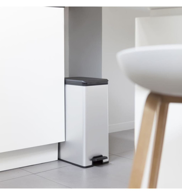Curver Poubelle à pédale mince Deco 40 L Argenté | Mobilier & Déco