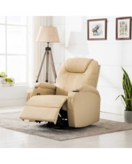 Fauteuil à bascule de massage Crème Similicuir | Mobilier & Déco
