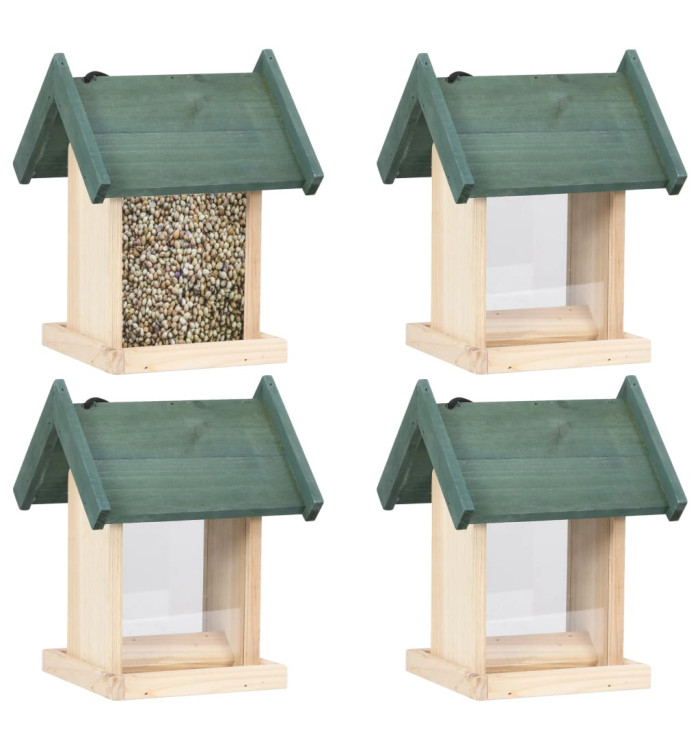 Mangeoires à oiseaux 4 pcs Bois de sapin | Mobilier & Déco