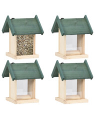 Mangeoires à oiseaux 4 pcs Bois de sapin | Mobilier & Déco