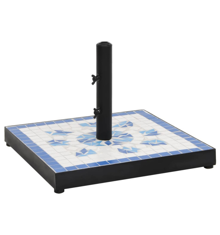 Base de parasol bleu et blanc carré 12 kg | Mobilier & Déco