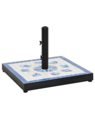 Base de parasol bleu et blanc carré 12 kg | Mobilier & Déco