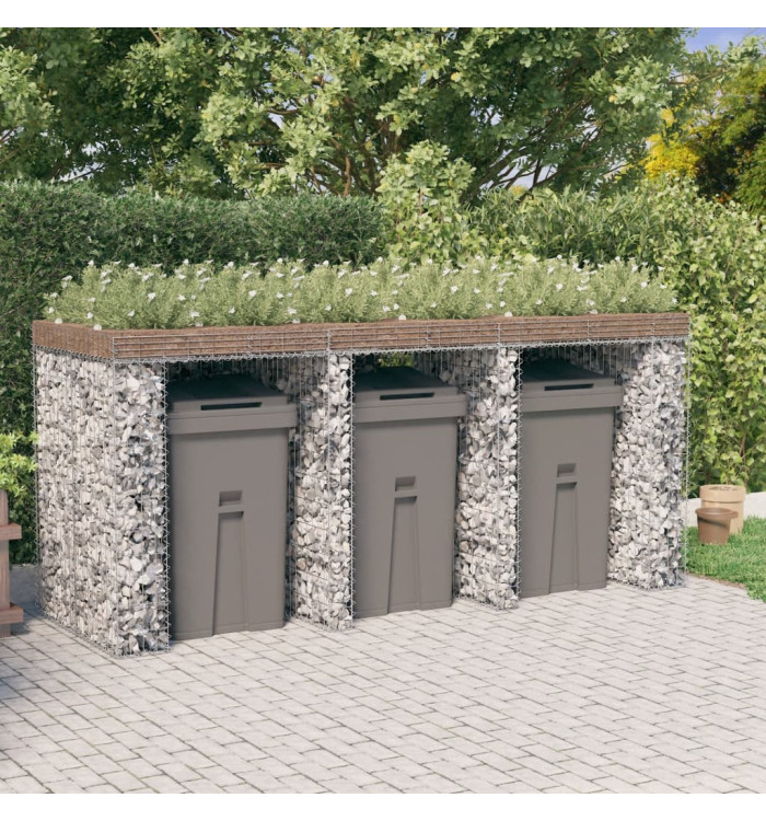 Mur de gabion pour poubelle 270x91x120 cm fer galvanisé | Mobilier & Déco
