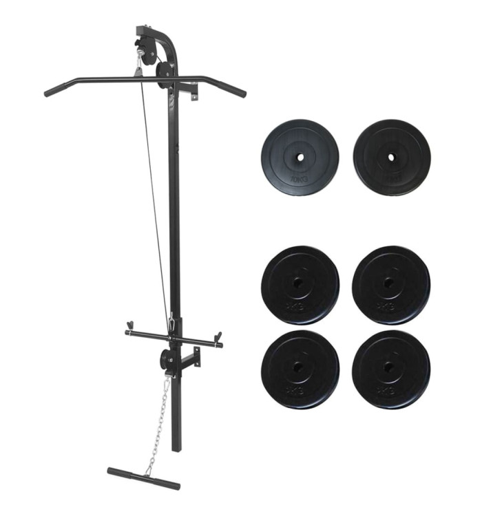 Tour de musculation murale avec plaques de poids 40 kg | Mobilier & Déco