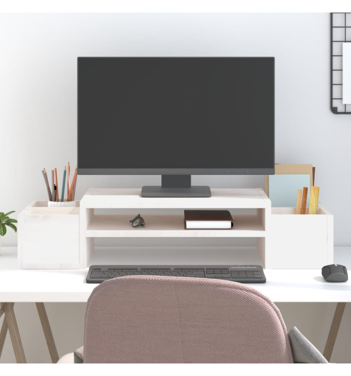 Support de moniteur Blanc 70x27,5x15 cm Bois de pin solide | Mobilier & Déco
