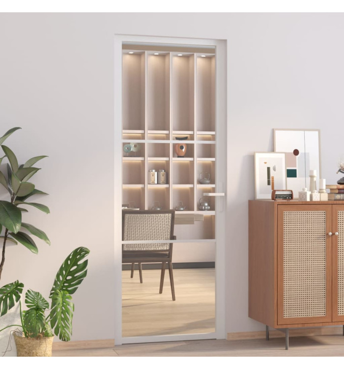 Porte intérieure 76x201,5 cm Blanc Verre ESG et aluminium | Mobilier & Déco