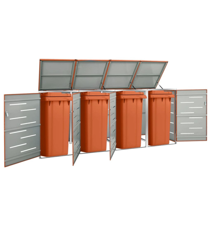 Abri pour quatre poubelles 276,5x77,5x112,5 cm Inox | Mobilier & Déco