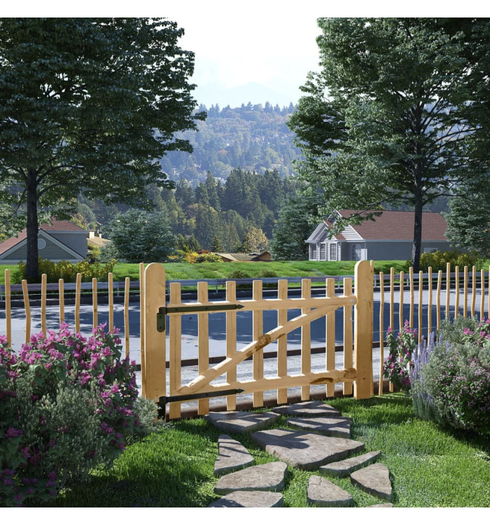 Portillon simple de clôture Bois de noisetier 100x60 cm | Mobilier & Déco