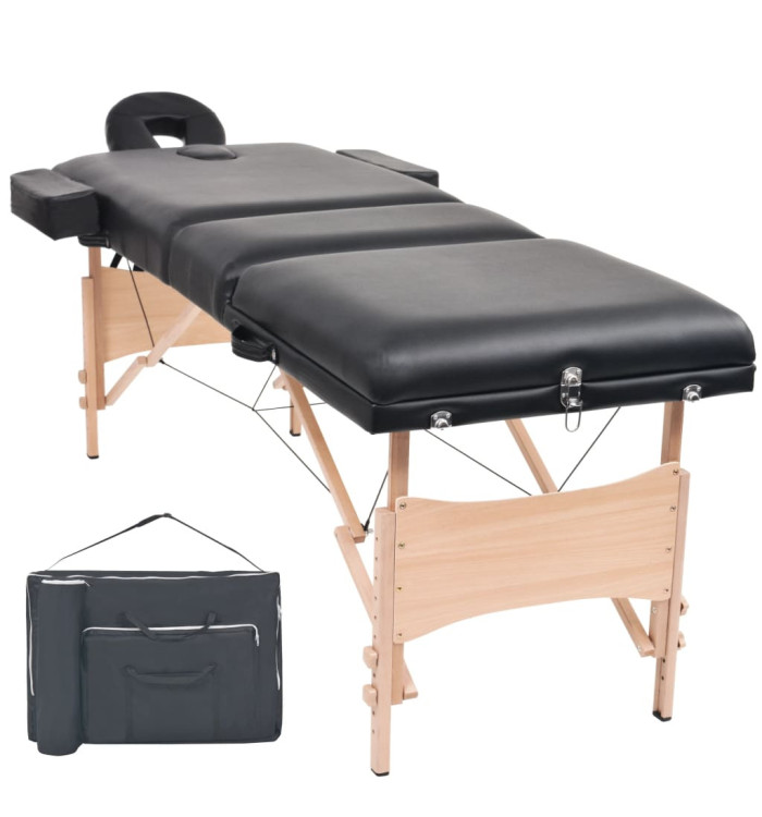 Table de massage pliable à 3 zones 10 cm d'épaisseur Noir | Mobilier & Déco