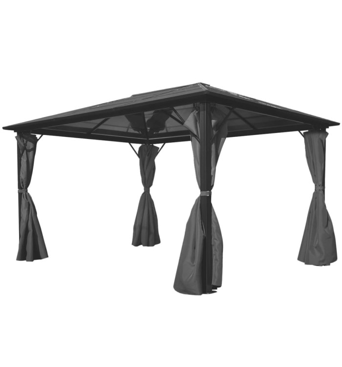 Chapiteau avec rideau Anthracite Aluminium 400 x 300 cm | Mobilier & Déco
