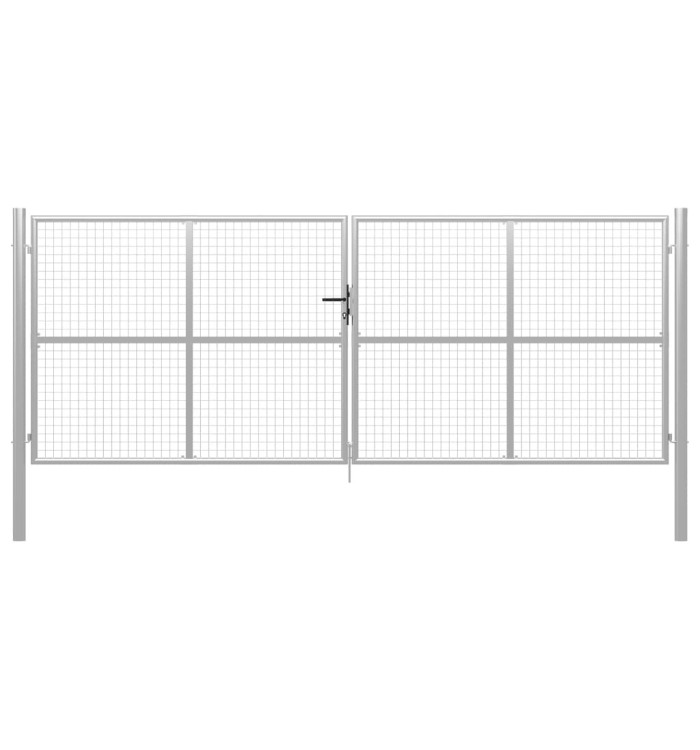 Porte de jardin Acier galvanisé 415x200 cm Argenté | Mobilier & Déco