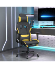 Chaise de jeu avec repose-pied Noir et jaune Tissu | Mobilier & Déco