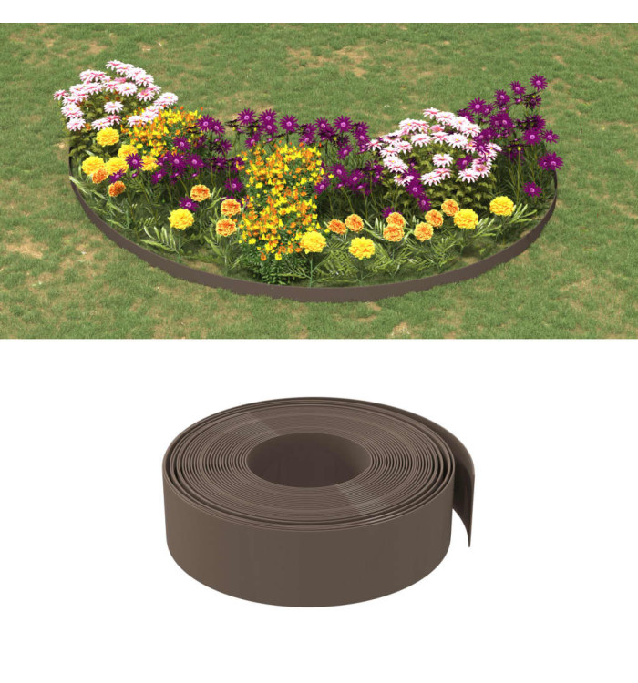 Bordures de jardin 3 pcs marron 10 m 15 cm polyéthylène | Mobilier & Déco
