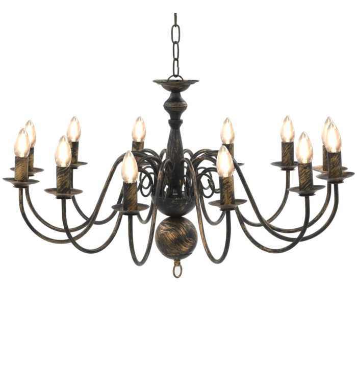 Lustre Noir antique 12 ampoules E14 | Mobilier & Déco