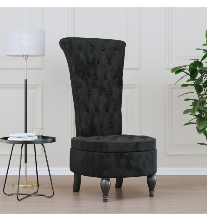 Chaise à dossier haut noir velours conception de bouton | Mobilier & Déco