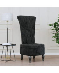 Chaise à dossier haut noir velours conception de bouton | Mobilier & Déco