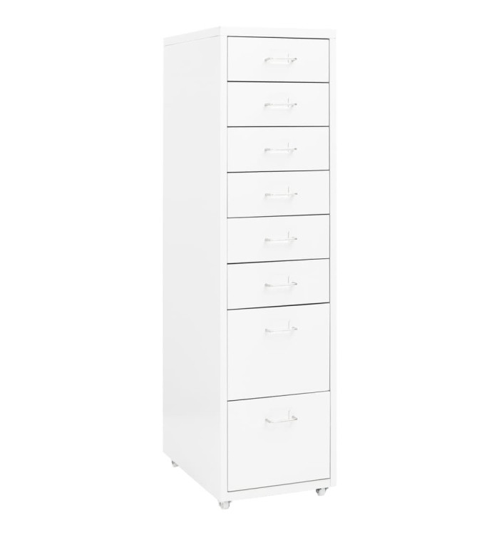 Classeur mobile Blanc 28x41x109 cm Métal | Mobilier & Déco
