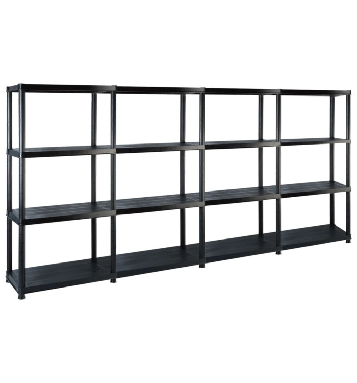 Étagère de rangement à 4 niveaux Noir 244x30,5x130 cm Plastique | Mobilier & Déco