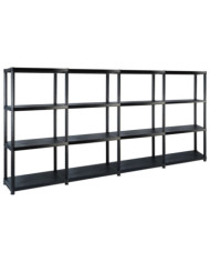 Étagère de rangement à 4 niveaux Noir 244x30,5x130 cm Plastique | Mobilier & Déco