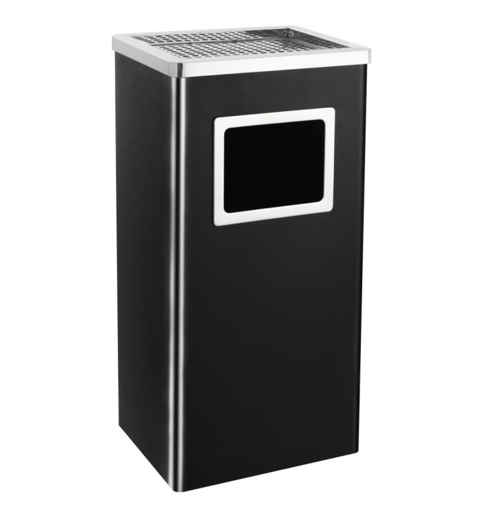 Poubelle à cendrier d'hôtel 45 L Acier Noir | Mobilier & Déco