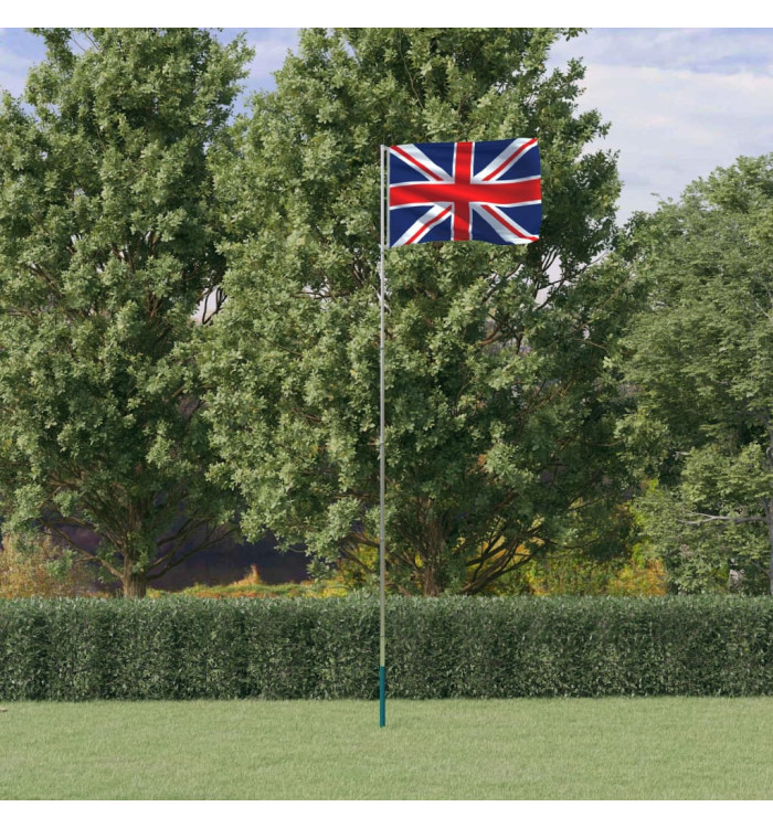Drapeau du Royaume-Uni et mât 5,55 m Aluminium | Mobilier & Déco