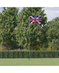 Drapeau du Royaume-Uni et mât 5,55 m Aluminium | Mobilier & Déco