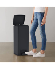 Poubelle à pédale anti-empreinte 30 L Noir Acier inoxydable | Mobilier & Déco