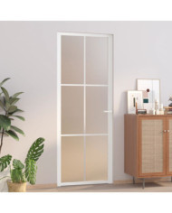 Porte intérieure 76x201,5 cm Blanc Verre mat et aluminium | Mobilier & Déco