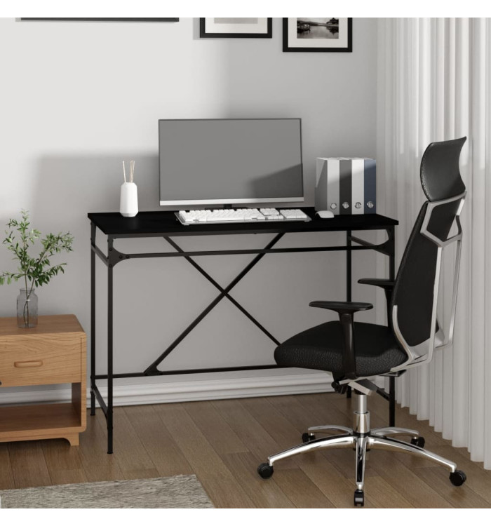 Bureau noir 100x50x75 cm bois d'ingénierie et fer | Mobilier & Déco