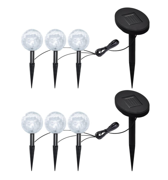 Lampes de jardin à LED 6pcs Ancrage à piquet et panneau solaire | Mobilier & Déco