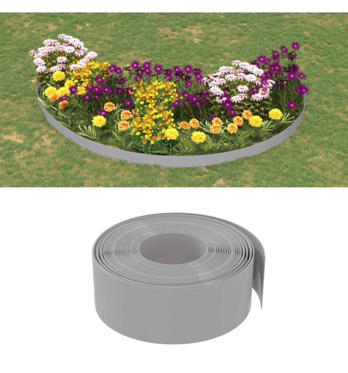 Bordures de jardin 4 pcs gris 10 m 20 cm polyéthylène | Mobilier & Déco