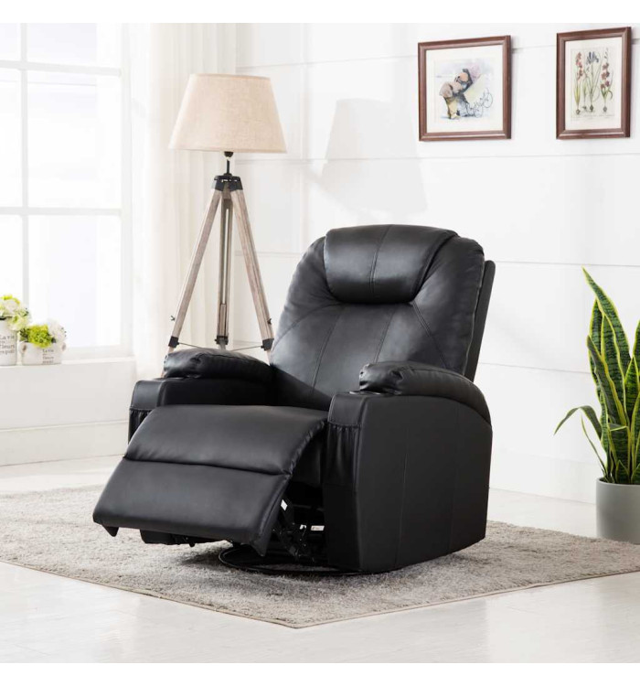 Fauteuil à bascule de massage Noir Similicuir | Mobilier & Déco