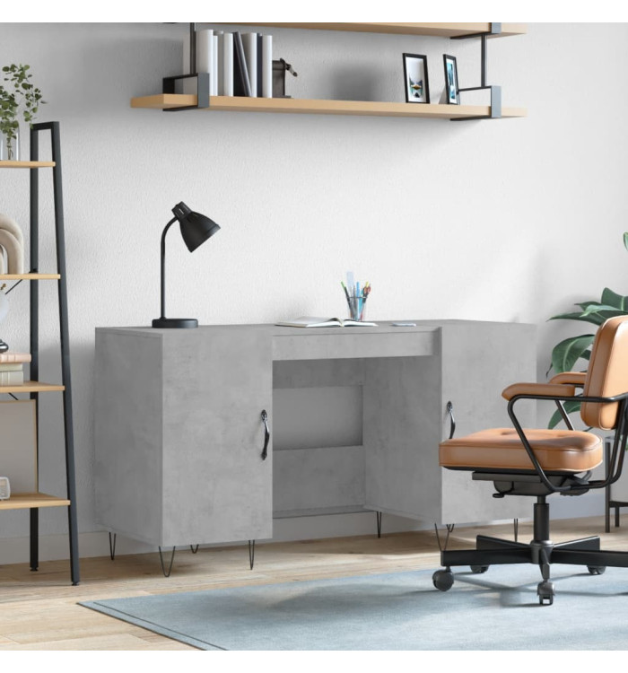 Bureau gris béton 140x50x75 cm bois d'ingénierie | Mobilier & Déco