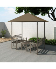 Pavillon de jardin et table et bancs 2,5x1,5x2,4m Taupe 180g/m² | Mobilier & Déco