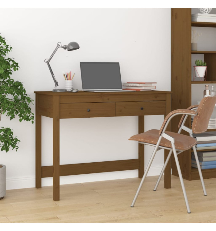 Bureau avec tiroirs Marron miel 100x50x78 cm Bois massif de pin | Mobilier & Déco