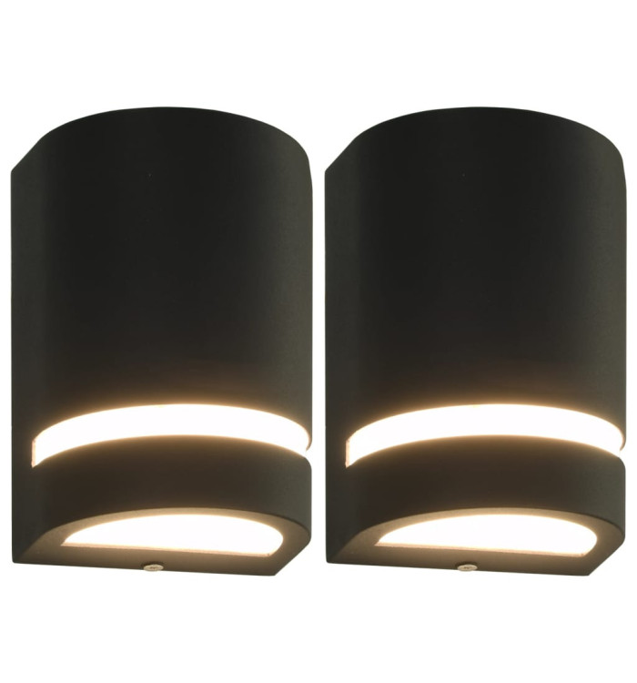Appliques murales d'extérieur 2 pcs 35 W Noir Demi-rond | Mobilier & Déco