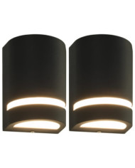 Appliques murales d'extérieur 2 pcs 35 W Noir Demi-rond | Mobilier & Déco