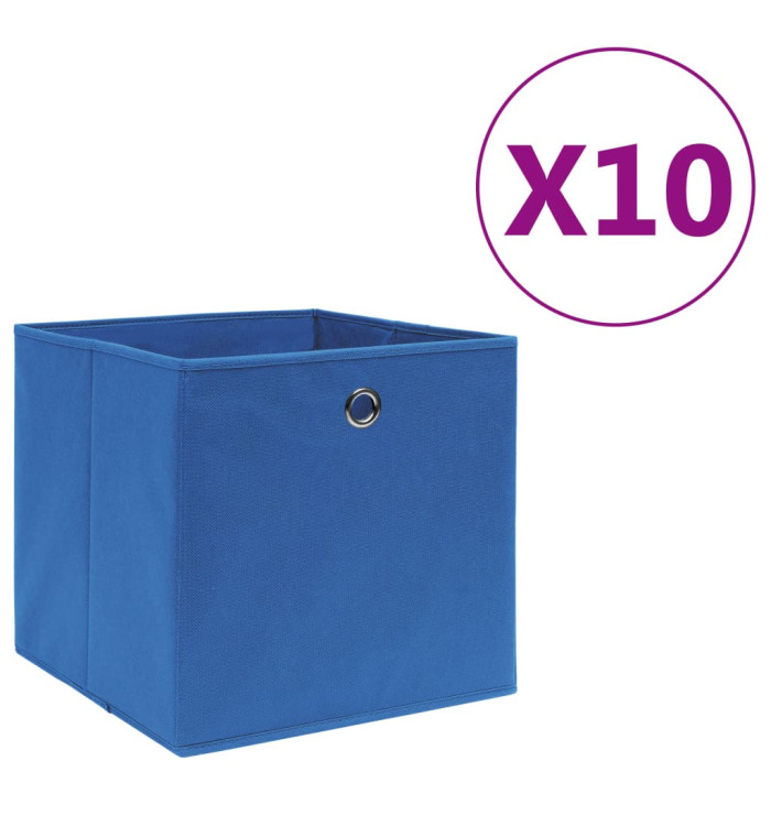 Boîtes de rangement 10 pcs Tissu intissé 28x28x28 cm Bleu | Mobilier & Déco