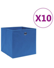 Boîtes de rangement 10 pcs Tissu intissé 28x28x28 cm Bleu | Mobilier & Déco