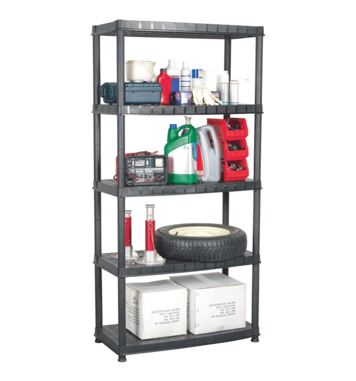 Étagère de rangement à 5 niveaux Noir 85x40x185 cm Plastique | Mobilier & Déco