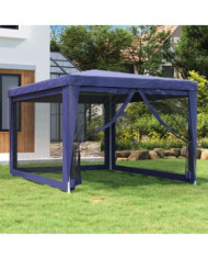 Tente de fête avec 4 parois latérales en maille Bleu 3x4 m PEHD | Mobilier & Déco