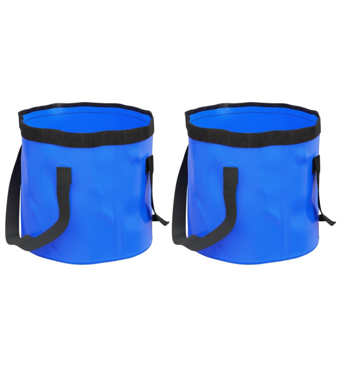 Seaux pliables 2 pcs bleu 20 L PVC | Mobilier & Déco