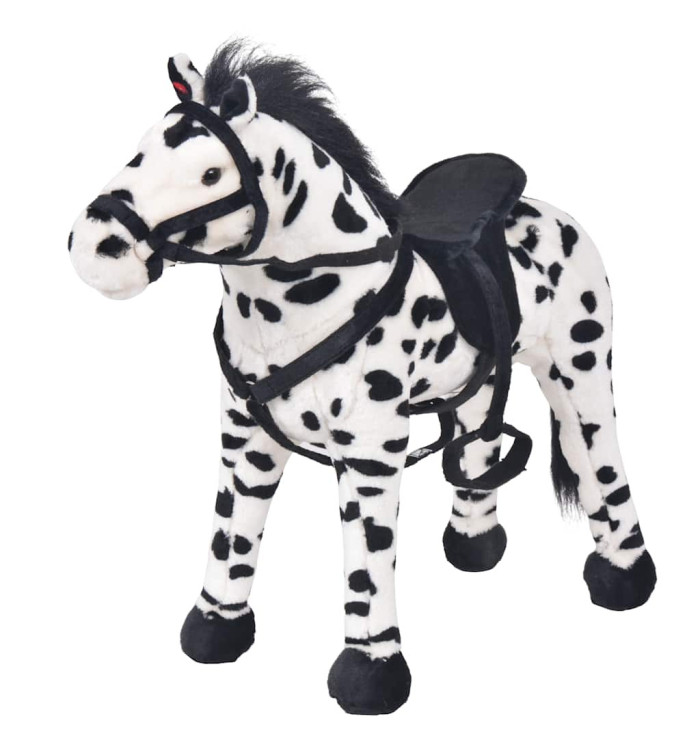 Jouet en peluche Cheval Noir et blanc XXL | Mobilier & Déco