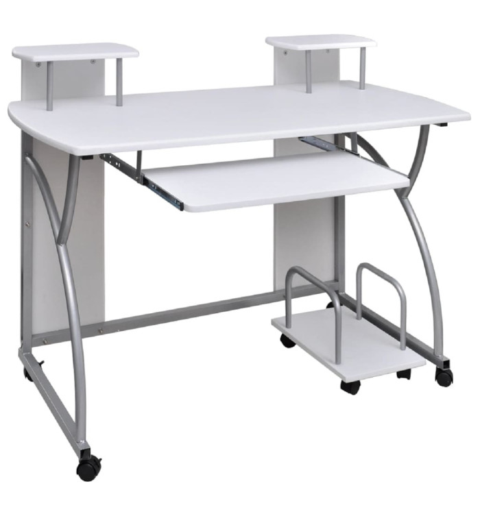 Bureau d'ordinateur Blanc 110x52x88,5 cm Bois d’ingénierie | Mobilier & Déco