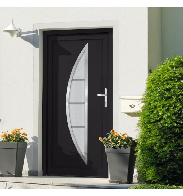 Porte d'entrée anthracite 108x200 cm PVC | Mobilier & Déco