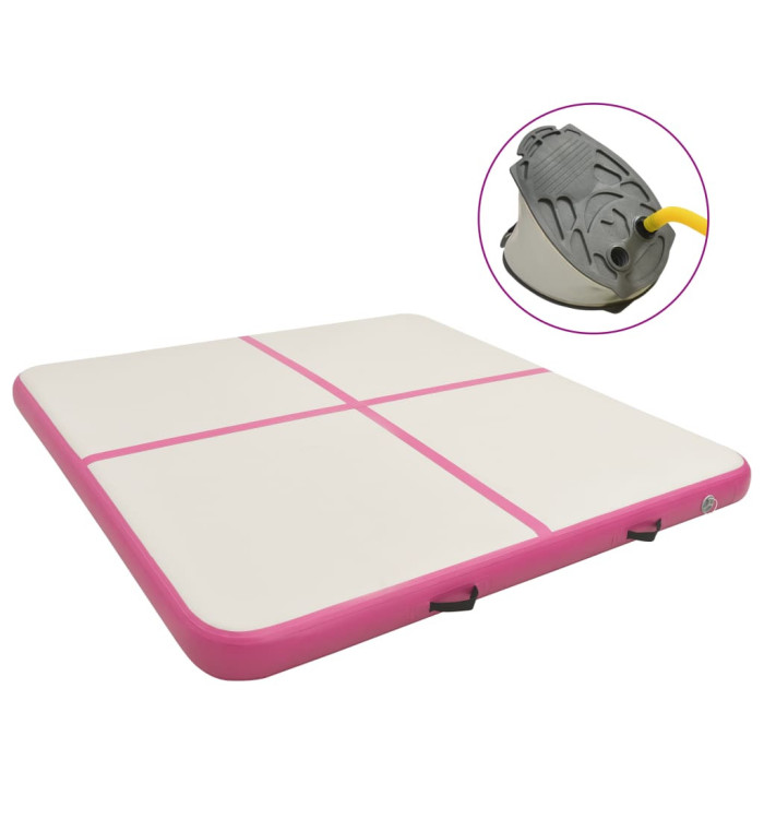 Tapis gonflable de gymnastique avec pompe 200x200x15cm PVC Rose | Mobilier & Déco