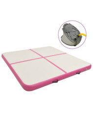 Tapis gonflable de gymnastique avec pompe 200x200x15cm PVC Rose | Mobilier & Déco