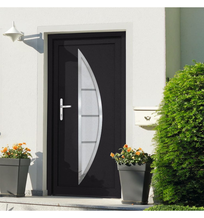 Porte d'entrée anthracite 98x208 cm PVC | Mobilier & Déco
